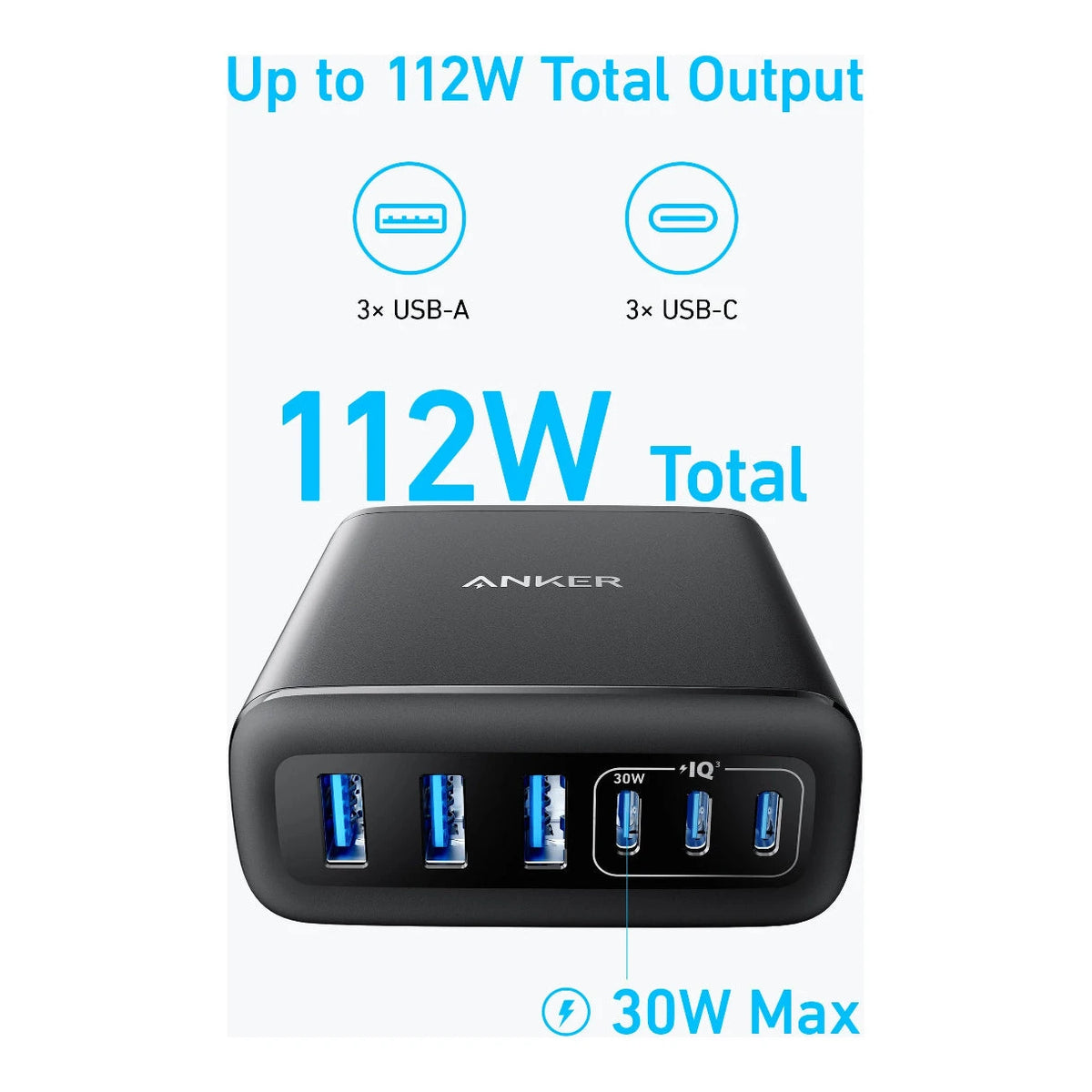 Anker 6-Ports Multi-Device Fast Charging with 112W
