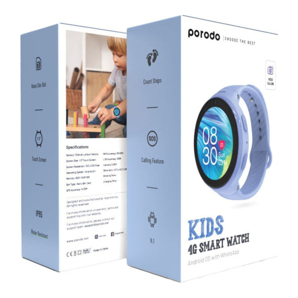 Porodo 4G Kids GPS Watch – 700mAh, 8GB, SOS, IP67, Video Call