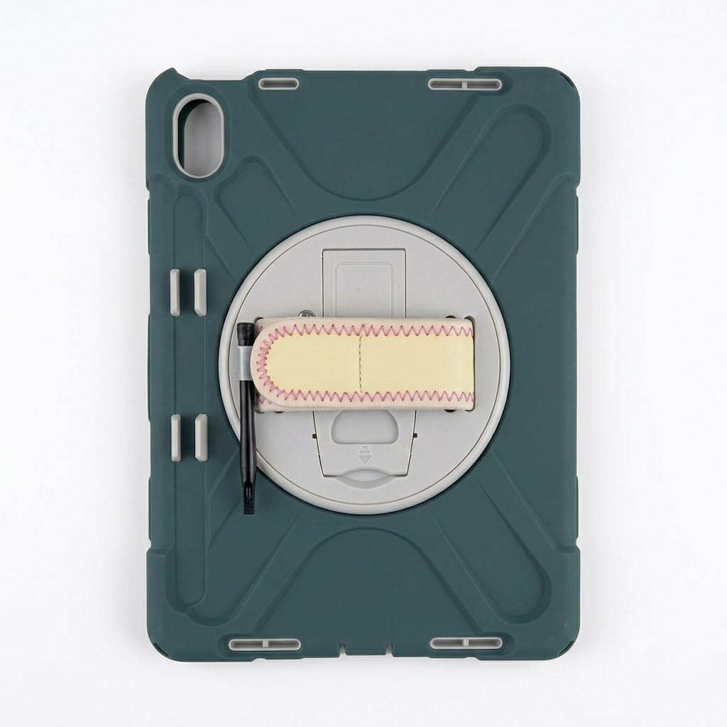 Classic iPad 11" (A16, 2025) / iPad 10.9" (2022) Rugged Case with 360° Stand, Hand Strap & Pen Holder