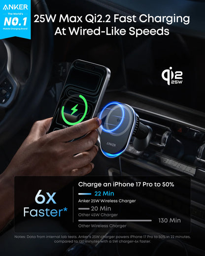 Anker Prime MagGo Qi2 25W Wireless Car Charger