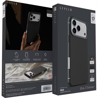 Levelo Mia MagSafe Hybrid Case Black -Phone 17 Pro Max